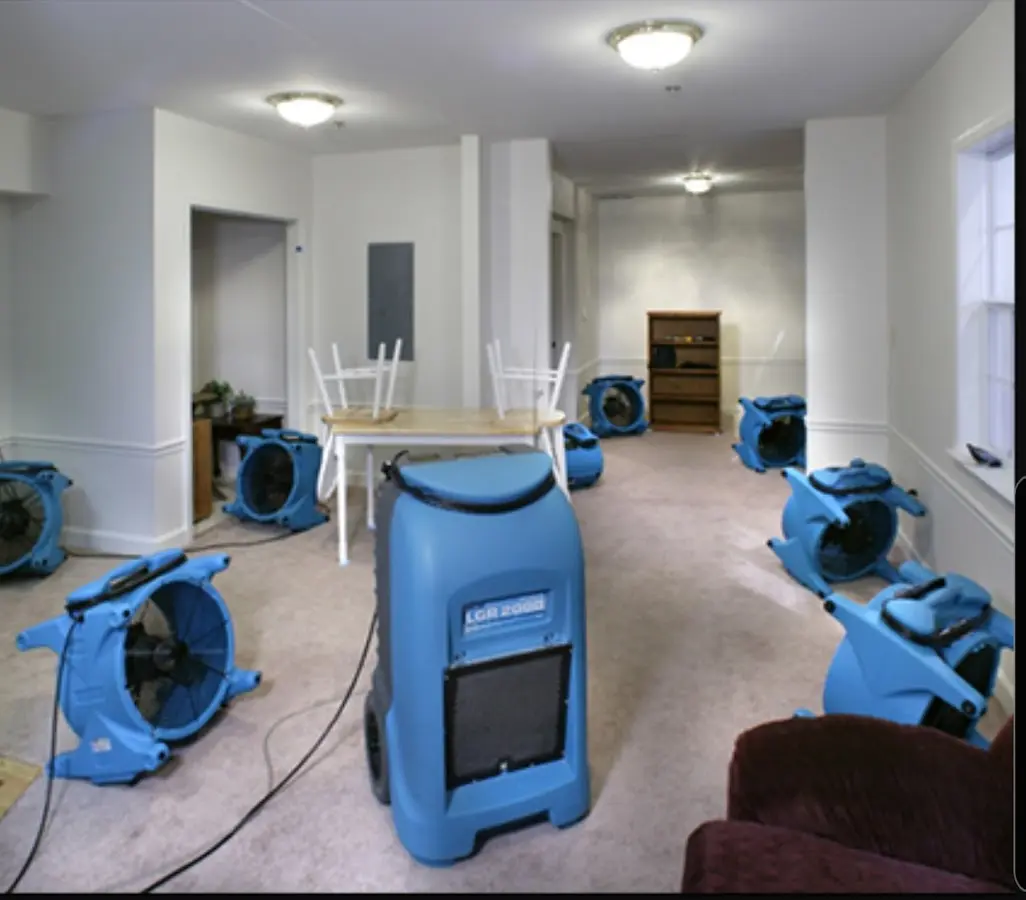 Air movers and dehumidifier setup for Water Extraction & Removal in Allen